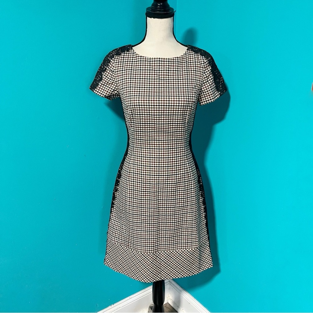 Brooks Brothers Red Fleece 2 Brown Black Plaid A-Line Short Sleeve Dress - Picture 2 of 7